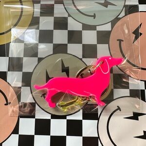 NEW Neon Pink Dachshund Keychain